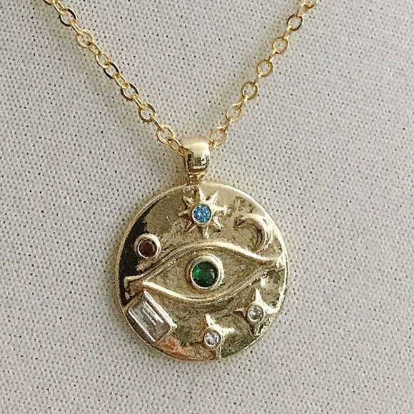 Evil Eye Celestial Multi Colour Zirconia Necklace - Picture 1 of 5